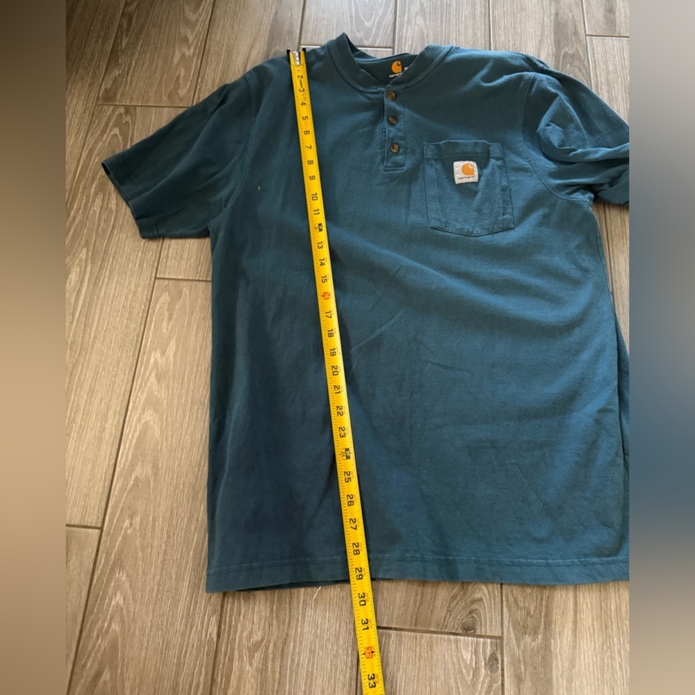 Carhartt Men's Teal Button Down Shirt,Casual relaxed fit in cotton•closet staple - Picture 6 of 9